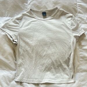 SHEIN Cream Fitted Short Sleeve Crop Top